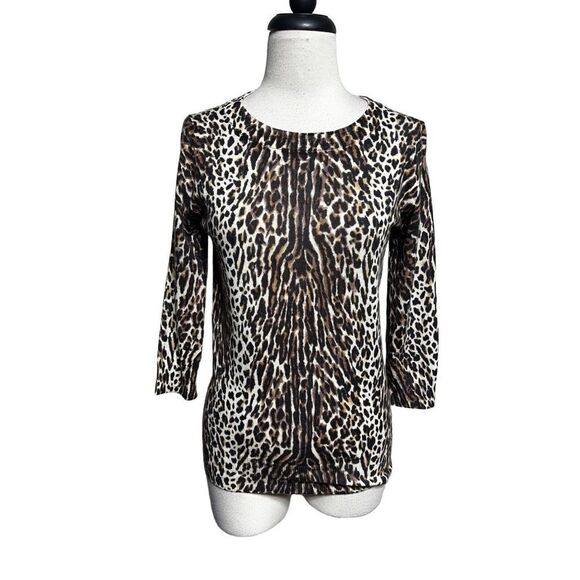 J. Crew 3/4 Sleeve Animal Print Wool Sweater Leopard Print - Picture 1 of 4
